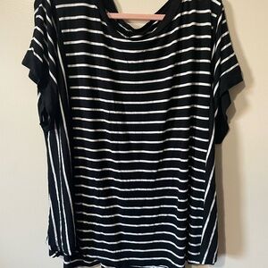 Black and White Striped Women's Top